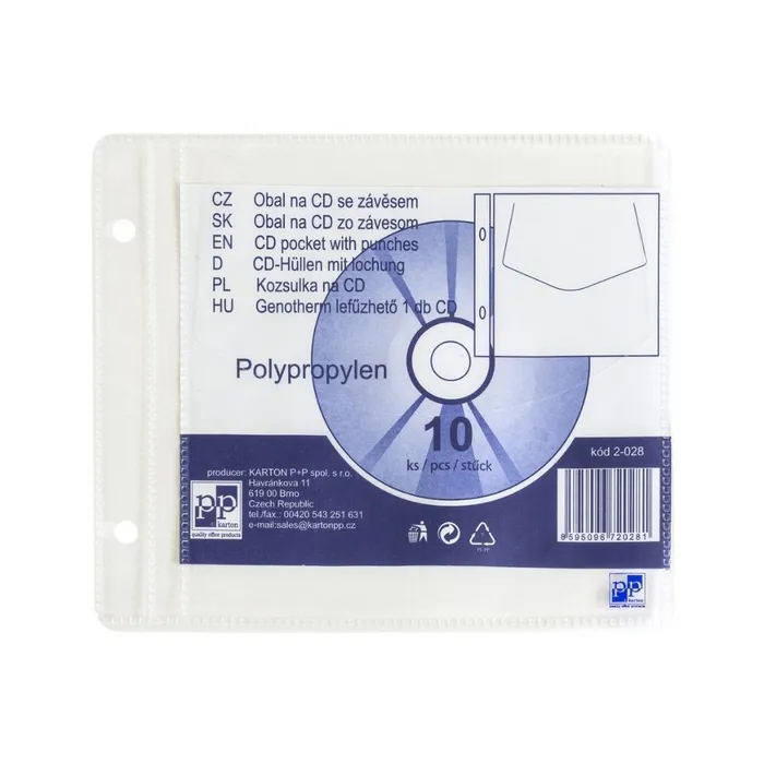 Hauptbild des Produkts Průhledný obal na CD PP 1řadý, eurozávěs, 120mic. [10 ks]