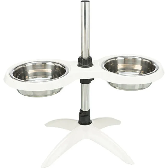 Hauptbild des Produkts Psí bar, nastavitelný do 54cm, melamin/nerez. misky 2 × 2.4 l/o 25 cm, bílá