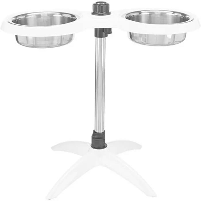 Hauptbild des Produkts Psí bar, nastavitelný do 54cm, melamin/nerez. misky 2x 1.6l/o21 cm, bílá