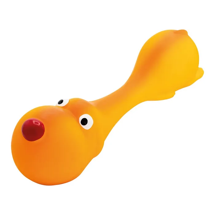 Hauptbild des Produkts Psík ležící - tvar činky, se zvukem, 22 cm, latex, oranžová, HipHop