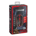 Redragon Maus CENTROPHORUS, 3200 DPI, optisch, 6 Tasten, 1 Scrollrad, kabelgebunden USB, schwarz-rot