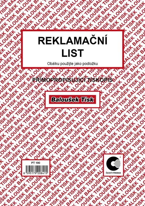 Hauptbild des Produkts Reklamační list A5 PT190