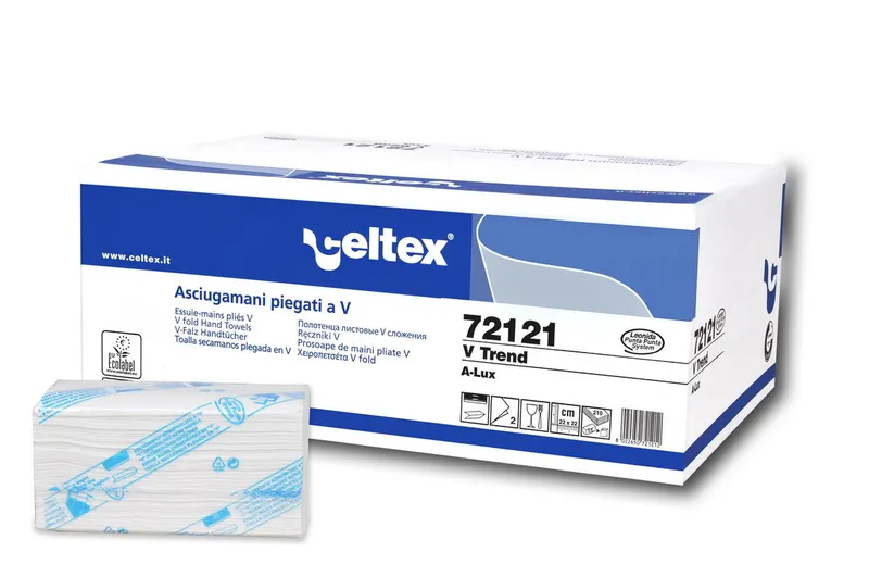 Hauptbild des Produkts Ručník papírový skládaný CELTEX V Trend bílé 2- vrstvý [3150 ks] - 72121