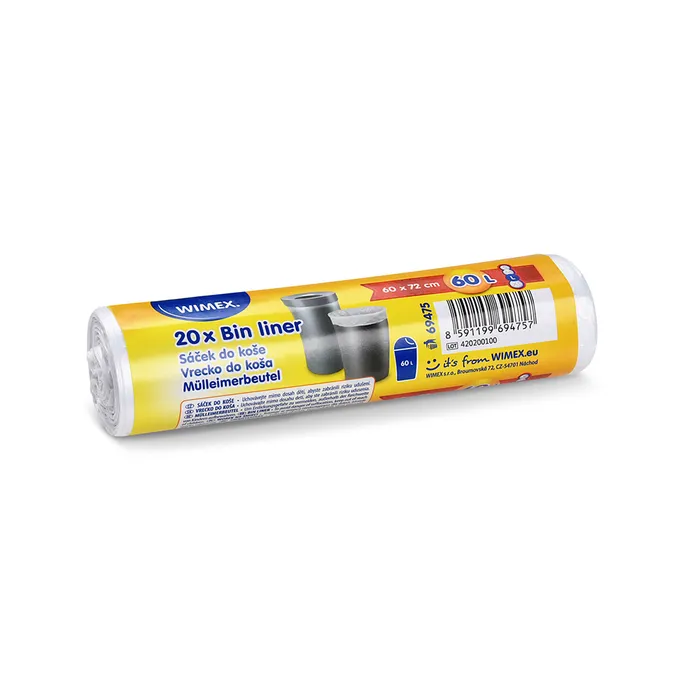 Hauptbild des Produkts Sáček do koše (HDPE) bílý 60 x 72 cm 60L `L` [20 ks]