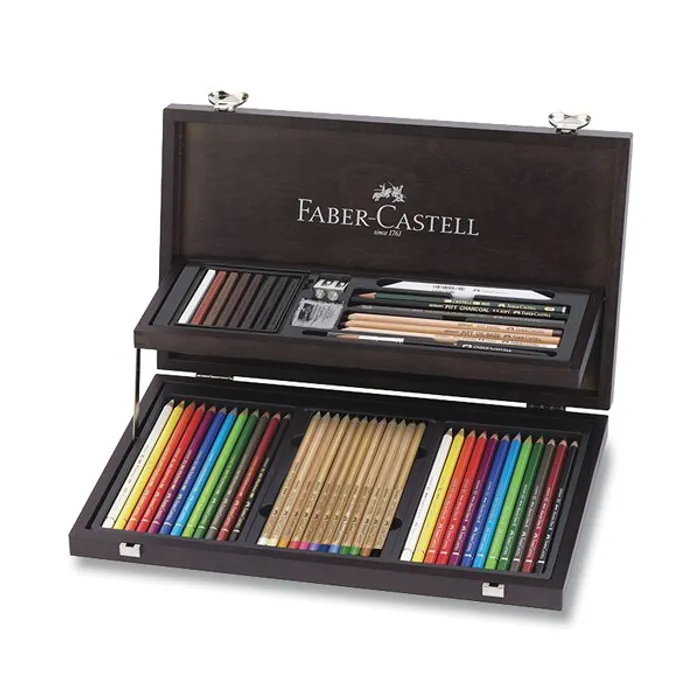 Hauptbild des Produkts Sada pro kresbu Faber-Castell 110084 Compendium dřevěná kazeta, 53 ks