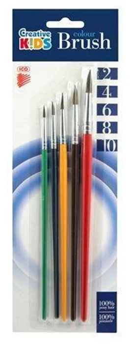 Hauptbild des Produkts Sada štětců, 5ks, č. 2-4-6-8-10, dřevěné, ICO "Creative Kids"
