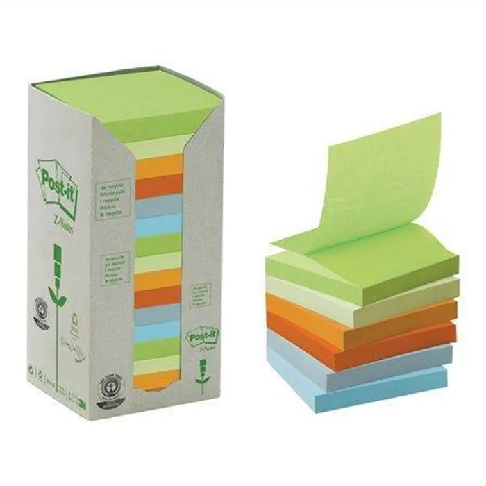 Hauptbild des Produkts Samolepící bloček, 76x76 mm, 100 lístků, recyklovaný, 3M POSTIT, pastelové barvy