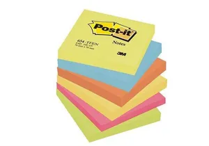 Selbstklebeblock, energisch, 76x76 mm, 6x100 Blatt, 3M POSTIT