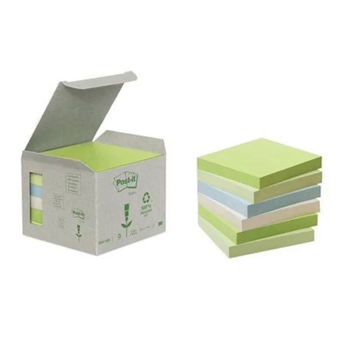 Hauptbild des Produkts Samolepicí bloček, mix pastelových barev, 76x76 mm, 6x100 listů, recyklovaný, 3M POSTIT