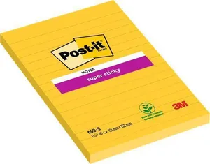 Haftnotiz Super Sticky, gelb, 102x152 mm, 75 Blatt, liniert, 3M POSTIT