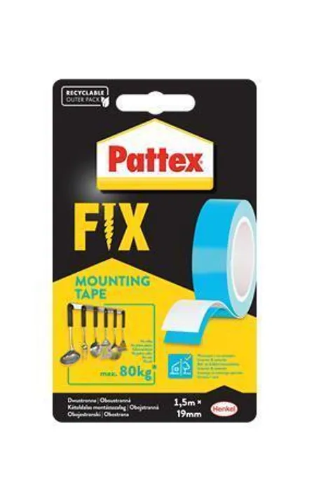 Hauptbild des Produkts Samolepicí páska "Pattex Fix 80 kg", modrá, oboustranná, 19 mm x 1,5 m, HENKEL