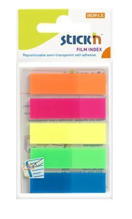 Hauptbild des Produkts Samolepicí proužky Hopax Stick’n Clearnote 45 x 12 mm, 5 × 25 listů