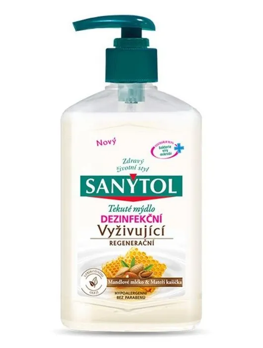 Hauptbild des Produkts Sanytol regenerační antibakteriální mýdlo 250ml Mandlové mléko & Mateří kašička