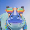 Weiteres Produktbild "Animal" Notizbuch, A4, liniert mit Rand, 40+2 Blätter, Nilpferd, MITAMA 62744-90114