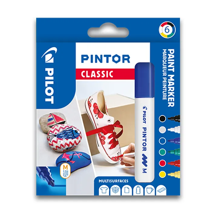 Hauptbild des Produkts Set dekorativních popisovačů "Pintor M", 6 barev klasik, 1,4 mm, PILOT