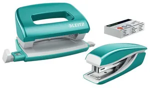 Leitz WOW Mini-Tacker- und Locher-Set, Eisblau