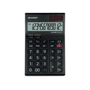 Sharp Taschenrechner EL-124TWH, schwarz-weiss, Tischrechner, 12-stellig