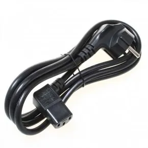 Netzkabel 23 Netzkabel, CEE7 (Stecker)-C13, 2m, VDE approved, schwarz, Logo, 90&deg*links gewinkelt