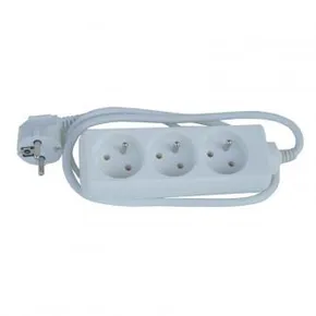 Netzkabel 23 verlängerbar, CEE7 (Stecker)-Steckdose 3x, 3m, VDE approved, weiss