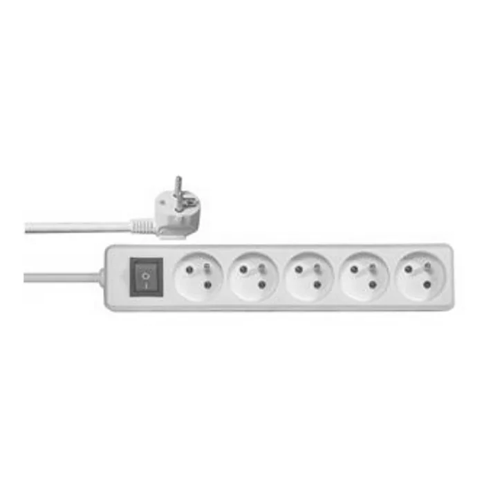 Hauptbild des Produkts Síťový kabel 230V prodlužovací, CEE7 (vidlice)-zásuvka 5x, 5m, VDE approved, bílá, s vypí