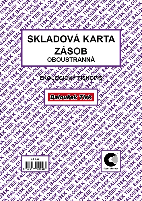 Hauptbild des Produkts Skladová karta zásob A5 /oboustr./ ET450