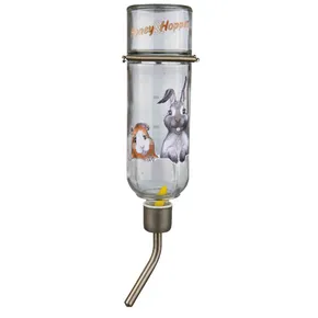 Honey & Hopper Glastränke mit Metalltränke für Chinchillas und Kaninchen 500 ml