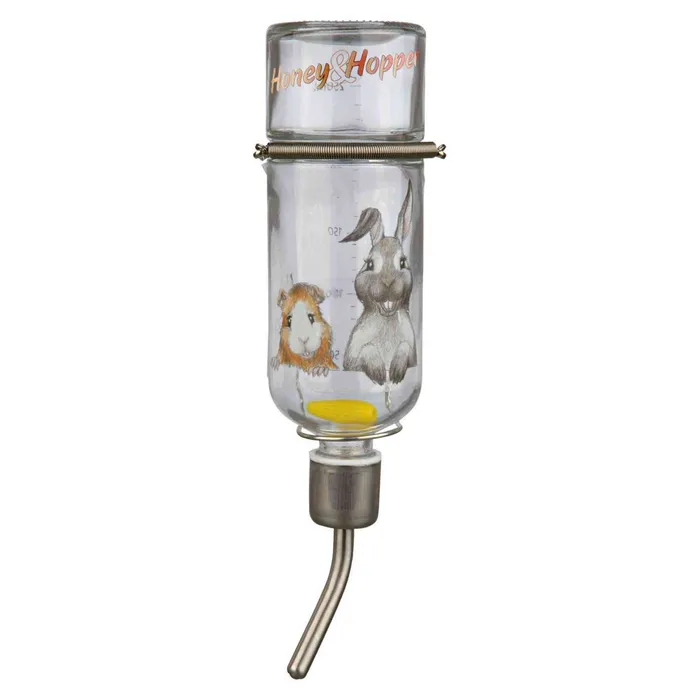 Hauptbild des Produkts Skleněná napáječka Honey & Hopper s kovovým pítkem pro morčata 250 ml