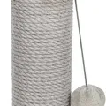 Weiteres Produktbild Škrabací sloupek LIVIA s plyšovou kuličkou, 64 cm, sisal/plyš, béžovošedá