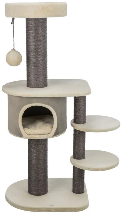 Hauptbild des Produkts Škrabadlo MARCELLO, 140 cm, 4 podesty, kukaň, míč, krémová/šedá