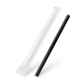 Papiertrinkhalm schwarz `JUMBO` durchmesser 12mm x 21cm einzeln verpackt [100 St.]