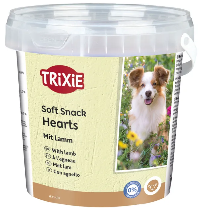 Hauptbild des Produkts Soft Snack Happy Hearts - srdíčka jehněčí s rýží, kyblík 500 g