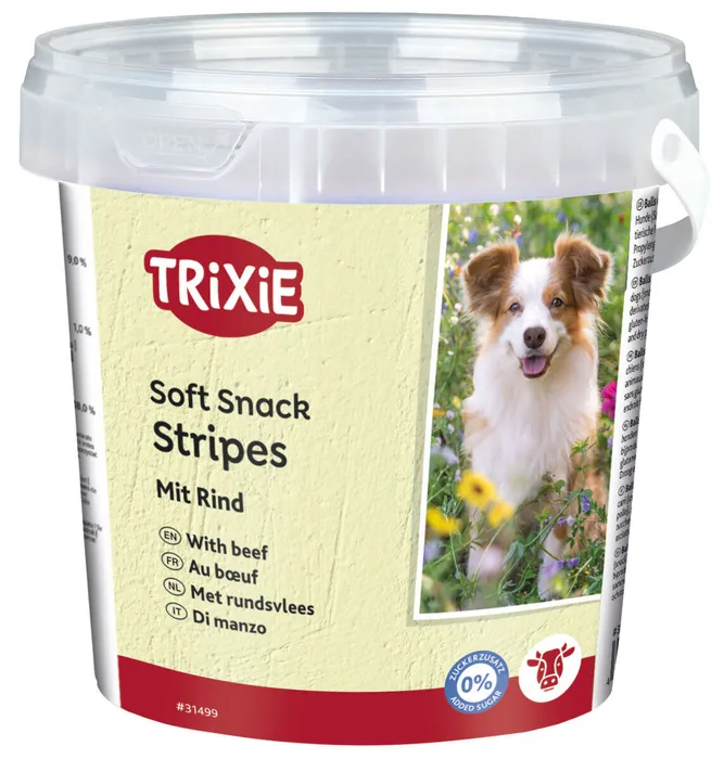 Hauptbild des Produkts Soft Snack Happy Stripes - hovězí pásky, kyblík 500 g