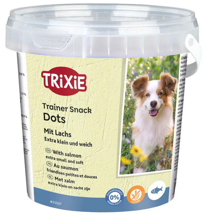 Hauptbild des Produkts Soft Snack Mini Trainer Dots, miniválečky s lososem, 500g kyblík