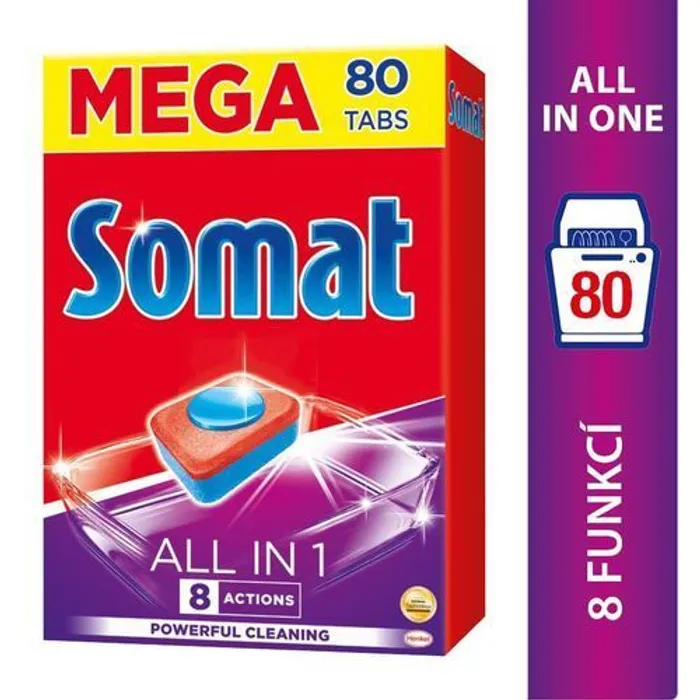 Hauptbild des Produkts Somat All In 1 8 Actions tablety do myčky se silou kyseliny citrónové 80 ks