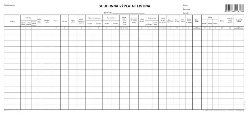 Hauptbild des Produkts Souhrnná výplatní listina, 42,5 x 21 cm 1133