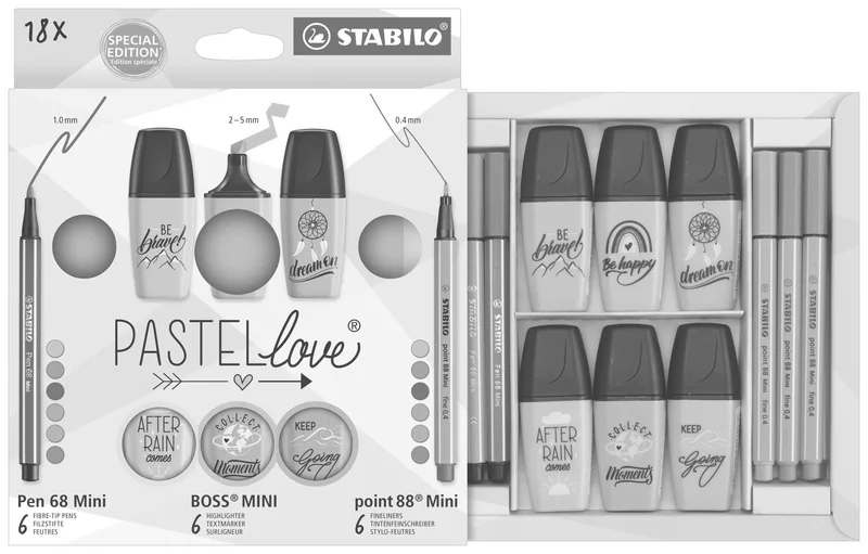 Hauptbild des Produkts Souprava STABILO Pastellove - 18 ks sada - linery, prémiové vláknové fixy a zvýrazňovače