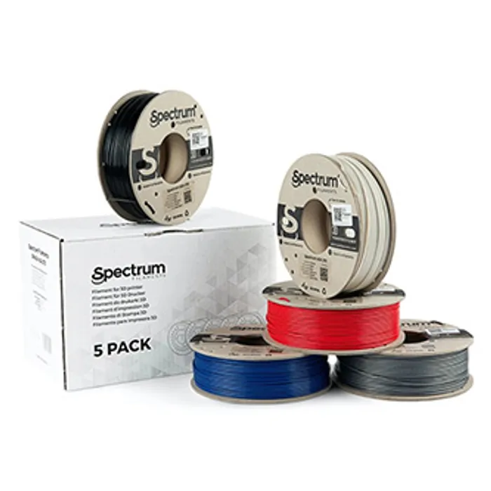 Hauptbild des Produkts Spectrum 3D filament, ASA 275, 1,75mm, 5x250g, 80749, mix Polar White, Deep Black, Silver