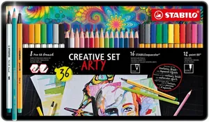 STABILOaquacolor/pen 68 brush/point 88, 36-tlg. Set in Dose ARTY - STABILO