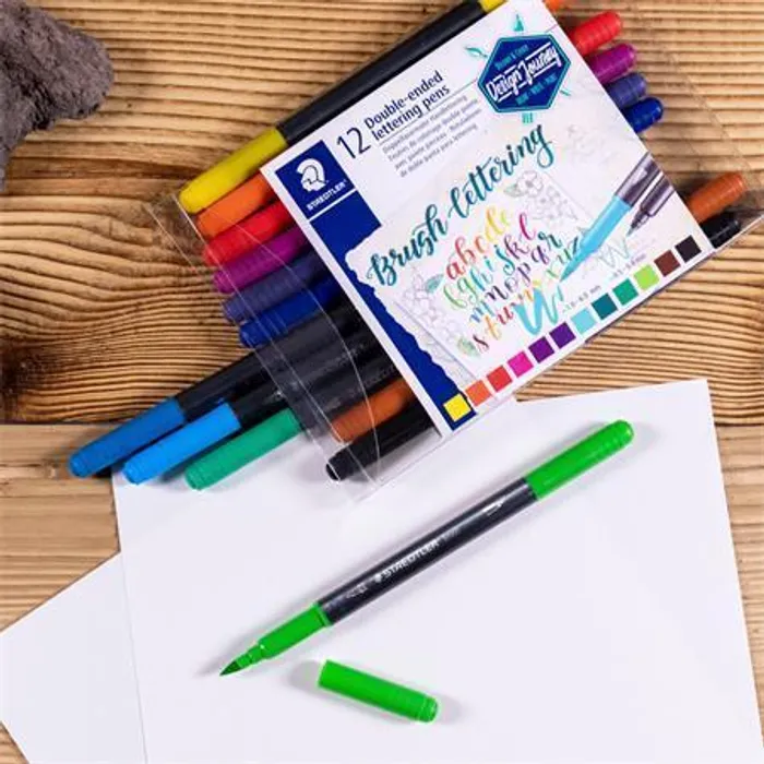 Hauptbild des Produkts Štětcové fixy "Brush letter Duo", sada, 12 barev, 0,5-0,8/1,0-6,0 mm, oboustranné, STAEDTL
