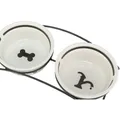 Weiteres Produktbild Ständer mit weißen Keramikschalen mit Knochen 2x0,25 l/13 cm
