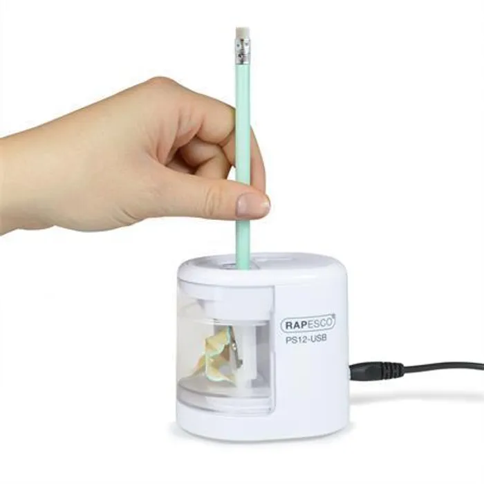 Hauptbild des Produkts Stolní ořezávátko "PS12-USB", bílá, 2 otvory, baterie/USB, RAPESCO