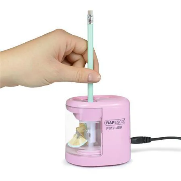 Hauptbild des Produkts Stolní ořezávátko "PS12-USB", růžová, 2 otvory, baterie/USB, RAPESCO