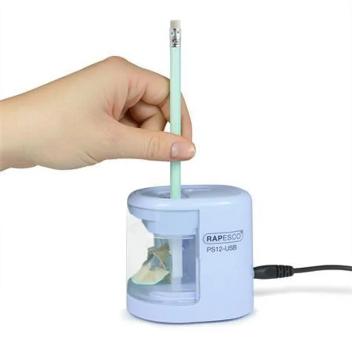 Hauptbild des Produkts Stolní ořezávátko "PS12-USB", světle modrá, 2 otvory, baterie/USB, RAPESCO