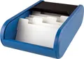Weiteres Produktbild Tisch-Visitenkartenetui, blau, Klappverschluss, mit Sorter, 300 Visitenkarten, HELIT