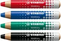 STABILO MARKdry Trockenmarker für Tafel und Flipchart – 4-teiliges Set mit Spitzer und Tuch