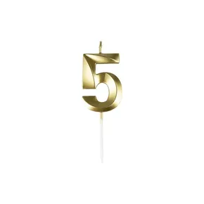 Kerze Zahl 5 – gold