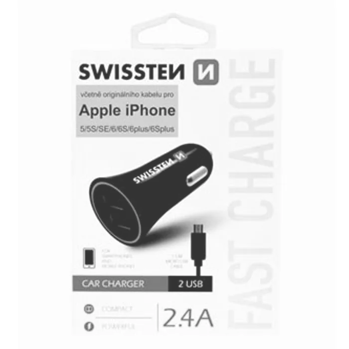 Hauptbild des Produkts SWISSTEN, micro USB a lightning auto nabíječka, + USB kabel (A male-micro), lightning 12V