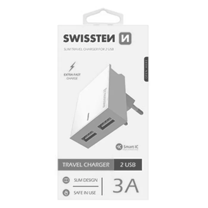 Hauptbild des Produkts SWISSTEN, Síťový adaptér, 100-240V, 5V, 3000mA, nabíjení mobilních telefonů aj., bílý
