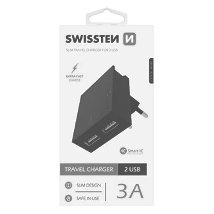 Hauptbild des Produkts SWISSTEN, Síťový adaptér, 100-240V, 5V, 3000mA, nabíjení mobilních telefonů aj., černý