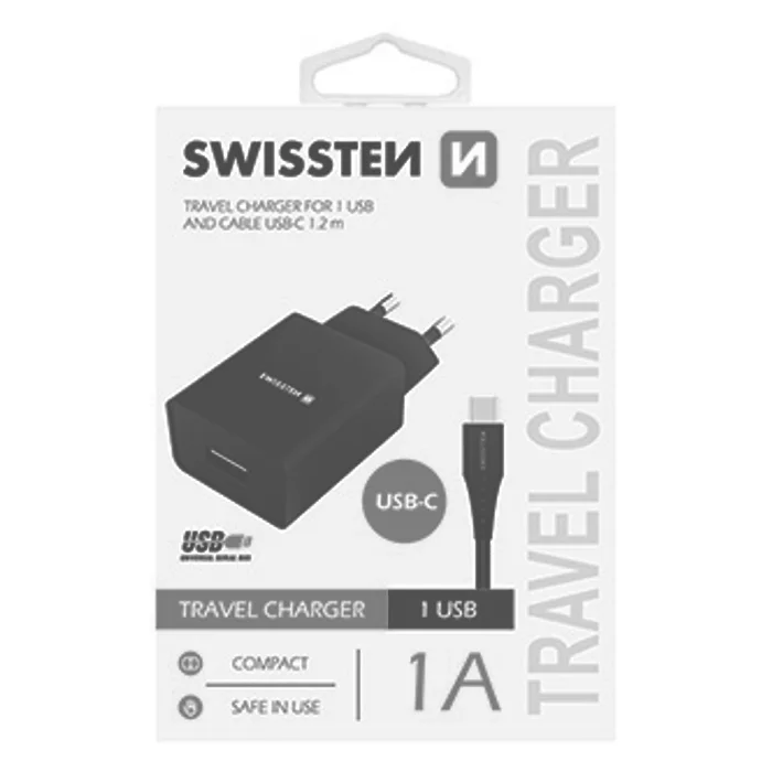 Hauptbild des Produkts SWISSTEN, Síťový adaptér, s USB-C kabelem, 100-240V, 5V, 1000mA, nabíjení mobilních telef